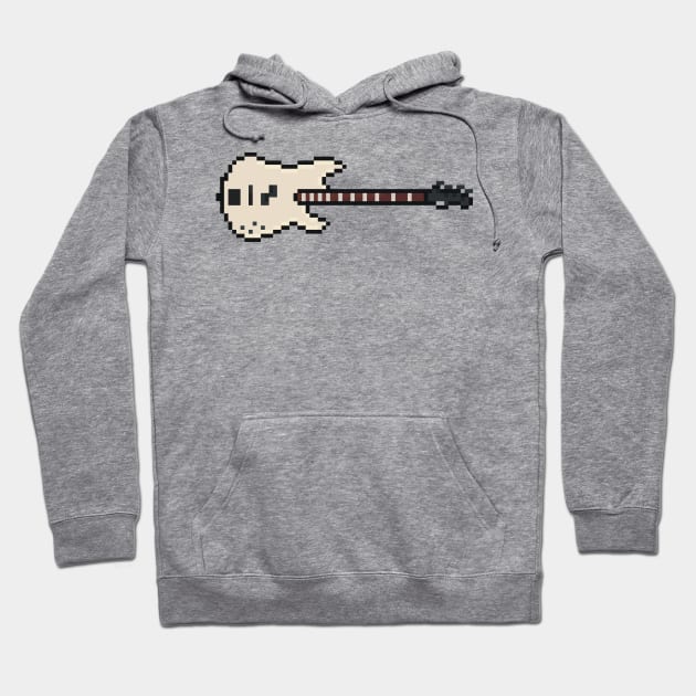 Pixel White Precision Bass Guitar Hoodie by gkillerb